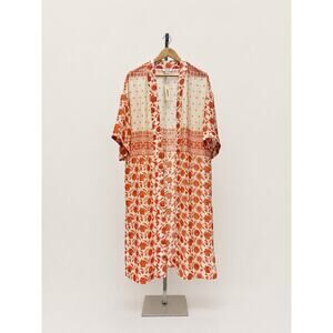 Ariat Women’s Floral Boho Kimono Duster Cardigan NWT XS/S Cream Orange